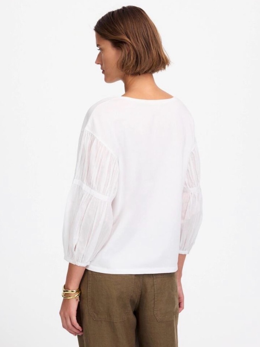 Madewell Puff-Sleeve Drop-Shoulder Knit Top, Like New, Medium - Picture 2 of 10